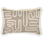 Escape to Paradise Cushion Cover Coastal Fringe Maze Taupe 35CM X 50CM