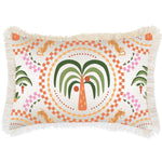 Escape to Paradise Cushion Cover Coastal Fringe Palm Mosaic White 35CM x 50CM