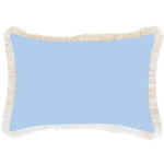 Escape to Paradise Cushion Cover Coastal Fringe Solid Blue White 35CM X 50CM