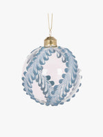 Intricate Piped Blue Fern Glass Christmas Bauble 10CM