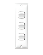 HPM Architrave Switch 3 Gang 10A White
