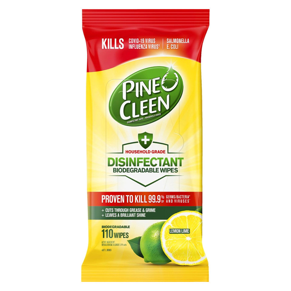 Pine O Cleen Disinfectant Wipes Lemon Lime 110 Wipes
