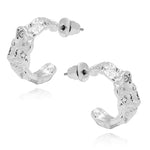 Equilibrium Molten Metal Chic Silver Plated Hoop Earrings