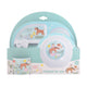 2PK Gibson Gifts Farm Blue Kids Meal Dinner Set Melamine Plate Bowl Cup Cutlery
