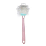 Basicare Dual Sided Bath Brush Pink, Sponge And Loofah Puff Handle
