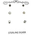 Sterling Silver Ball, CZ, and Pearl Trio Earrings