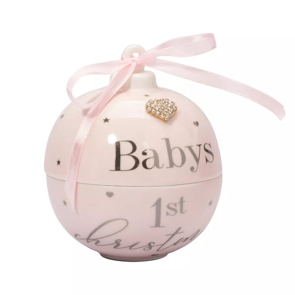 Baby’s First Christmas Bauble Trinket Pink Ornament