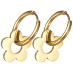Wicked Sista Small Dangle Earrings for Women Statement Hoop Pendant Flower Shaped