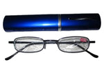 Ozko Slim Reading Glasses Readers with Pen Clip Tube Case Eyeglasses +1.5 Blue