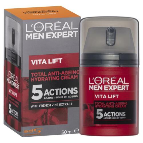 L'Oréal Paris Men Expert Anti-Ageing Moisturiser For Men, 5 Anti Ageing Actions, With Pro-Retinol, Firms and Brightens, Vita Lift, 50 ml