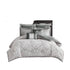 Madison Park Odette 8 Piece Jacquard Damask Medallion Comforter Set in Silver Queen 90 x 90 Inches