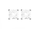 Adnohr Surgical Steel Square Cubic Zirconia Stud Earrings 6mm