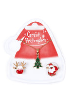 Great Pretenders Christmas Tree Necklace & Rings Set