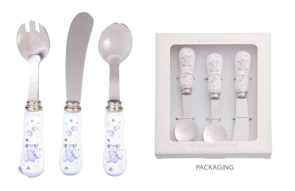 Baby Boy Elephant 3 Piece Cutlery Set