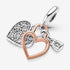 Pandora Heart Padlock Double Dangle Charm